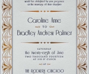 Foil stamped and letterpress printed wedding invitation.