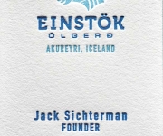 Two color letterpress printed business acrd for a brewery in Iceland.