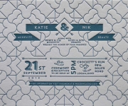 One color letterpress printed wedding invitation.