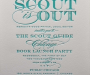 One color letterpress printed corporate invitation.
